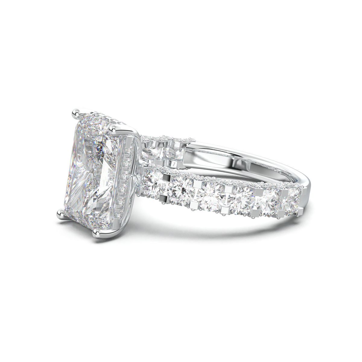 Radiant Diamond Band Engagement Ring