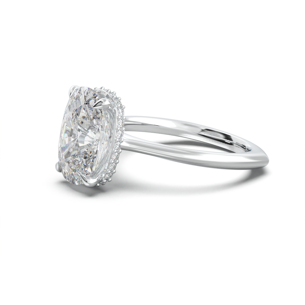 Cushion Hidden Halo Engagement Ring