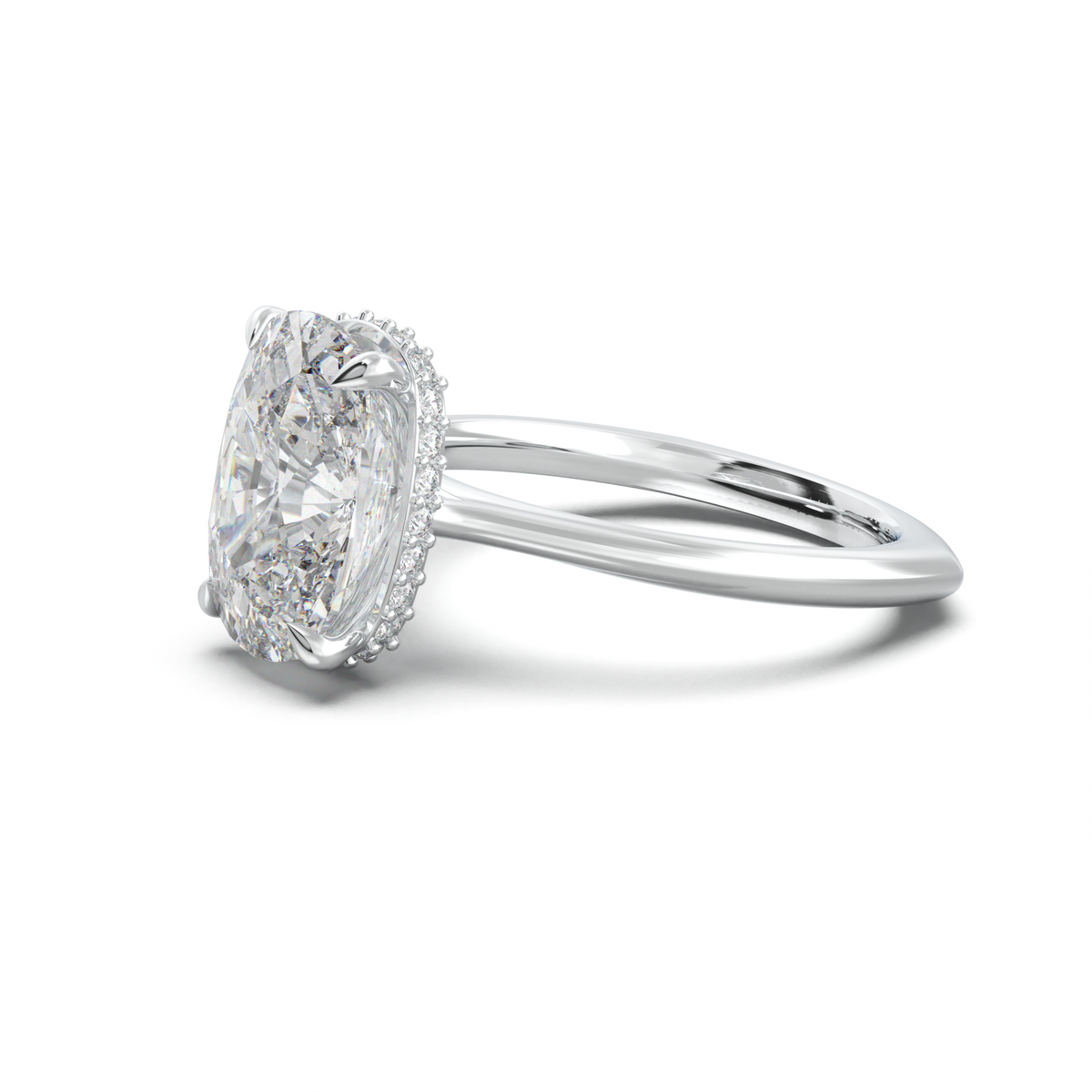 Cushion Hidden Halo Engagement Ring