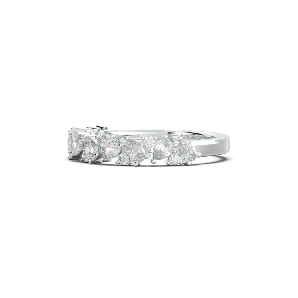 Alternating Pear & Round Half-Eternity Wedding Band
