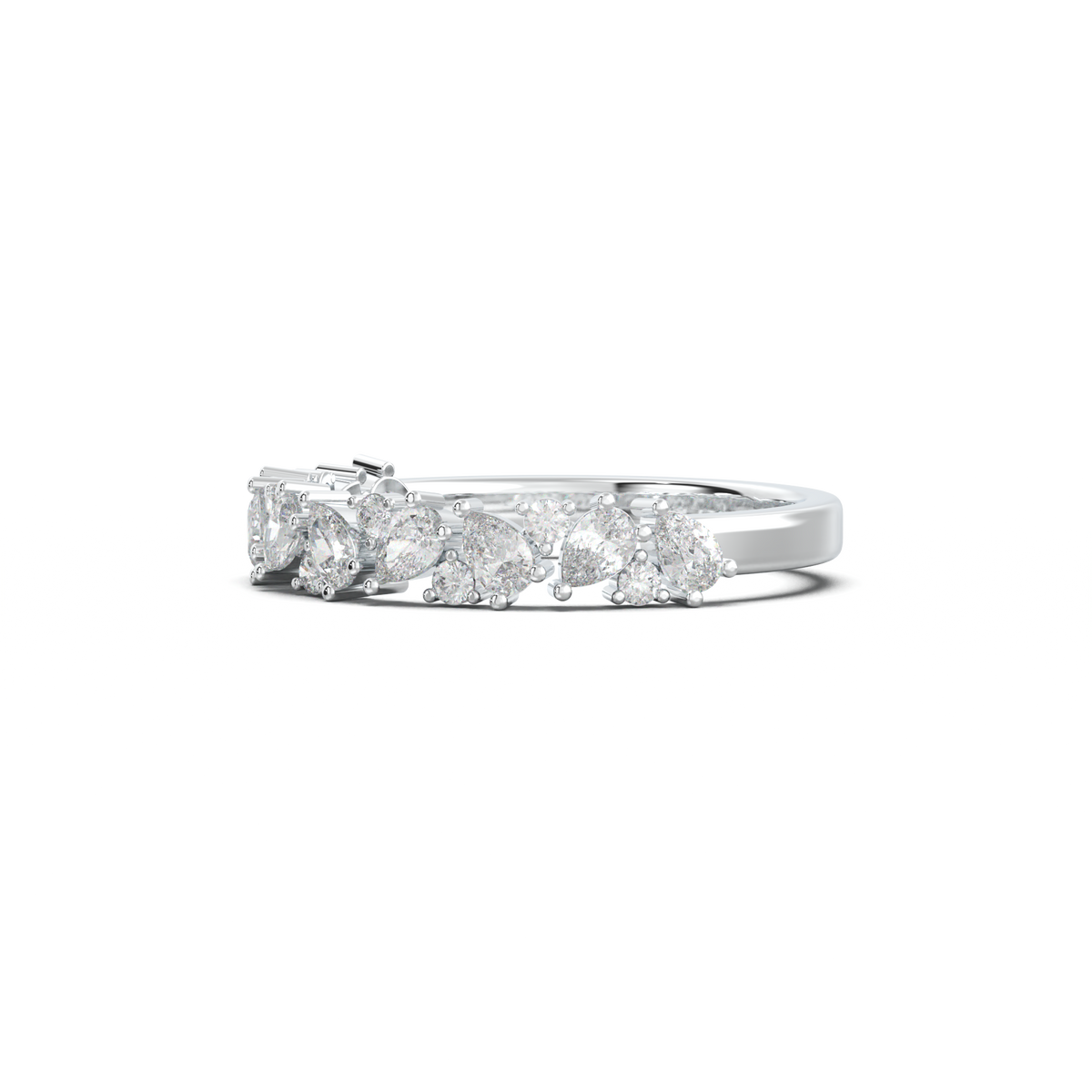 Alternating Pear & Round Half-Eternity Wedding Band