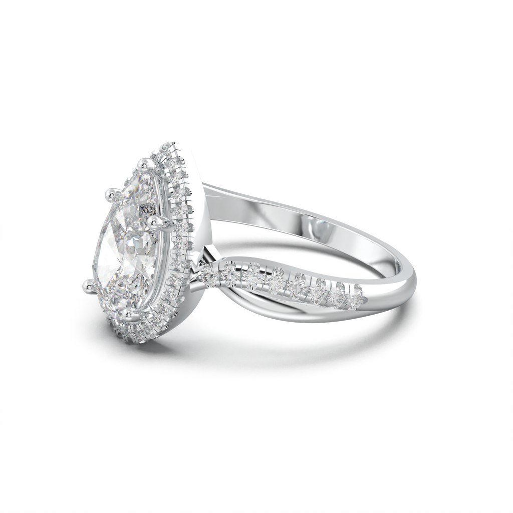 Pear Halo Twisted Pavé Engagement Ring