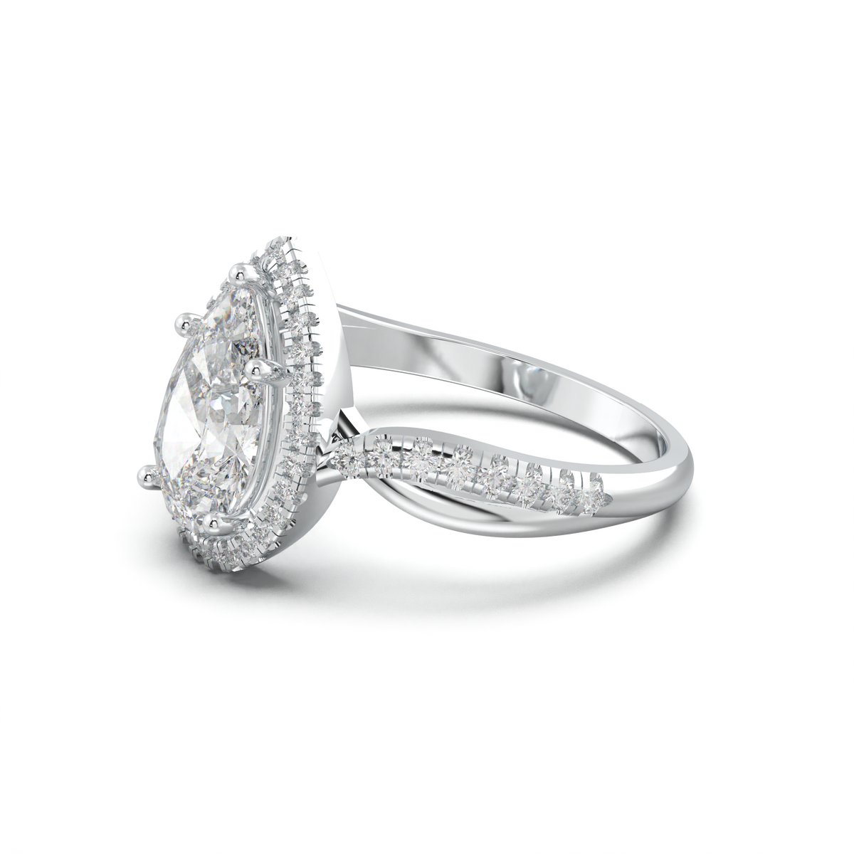 Pear Halo Twisted Pavé Engagement Ring