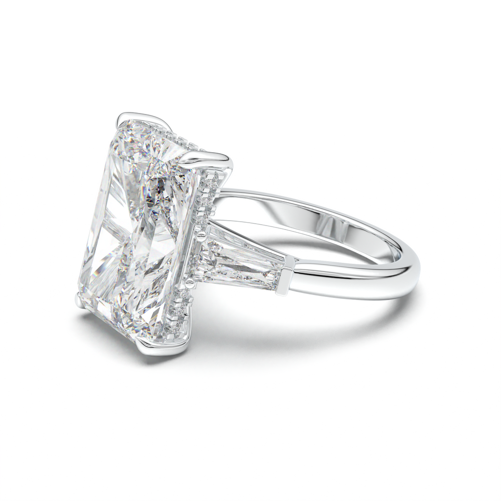 Radiant Baguette Hidden Halo Engagement Ring