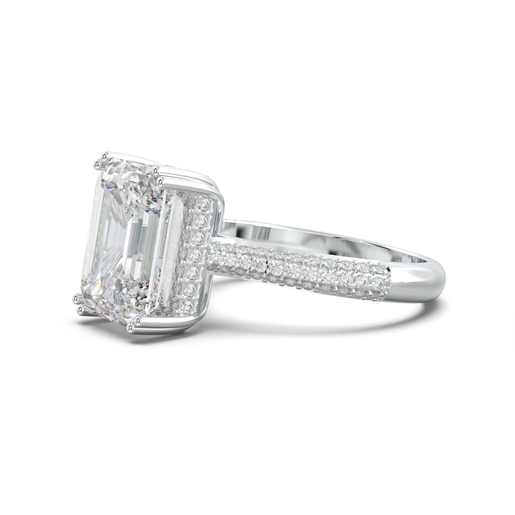 Emerald Double Pavé Engagement Ring