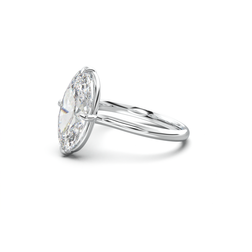 Elongated Moval Solitaire Engagement Ring