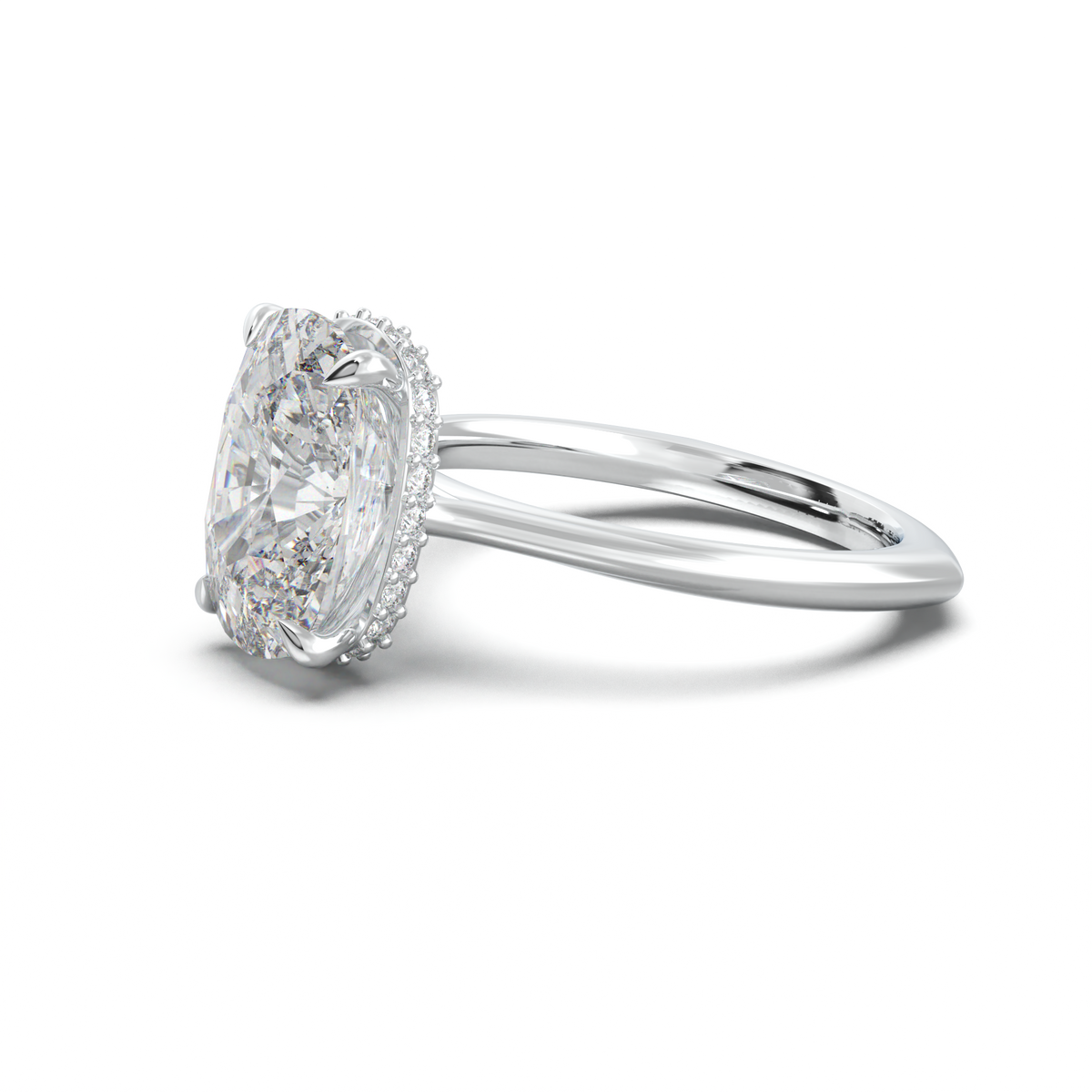 Cushion Hidden Halo Engagement Ring