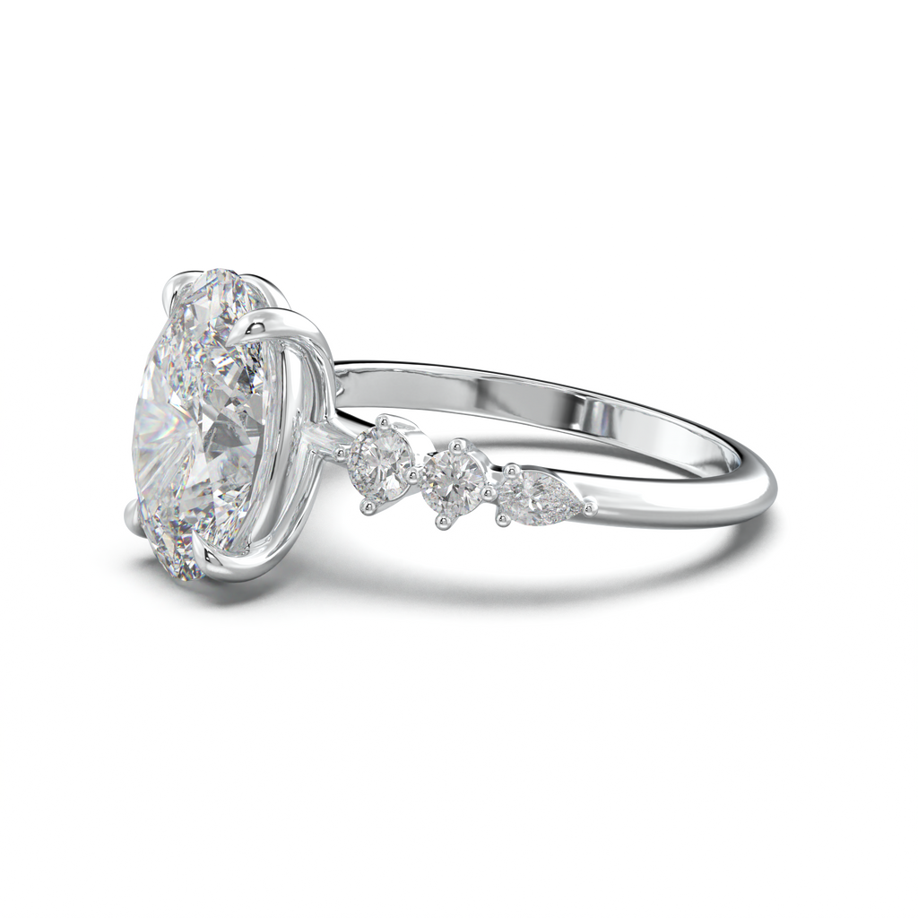 Oval Pear-Accent Engagement Ring