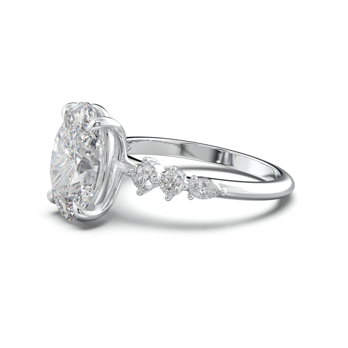 Oval Pear-Accent Engagement Ring