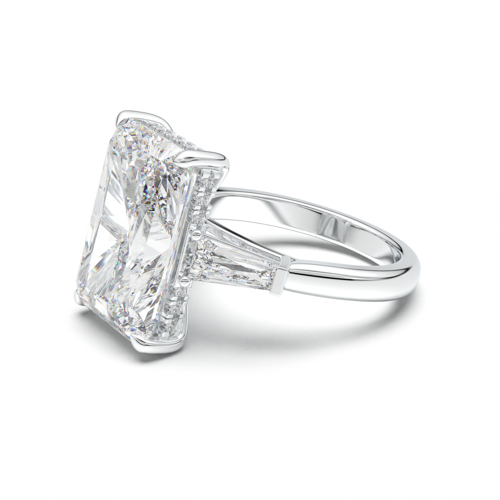 Radiant Baguette Hidden Halo Engagement Ring