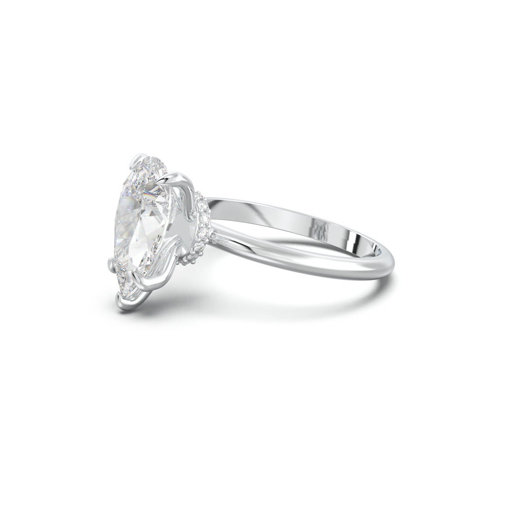 Pear Hidden Halo Engagement Ring