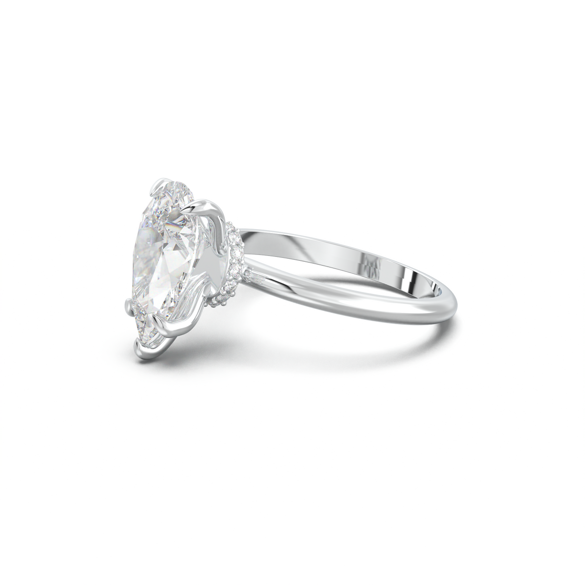 Pear Hidden Halo Engagement Ring