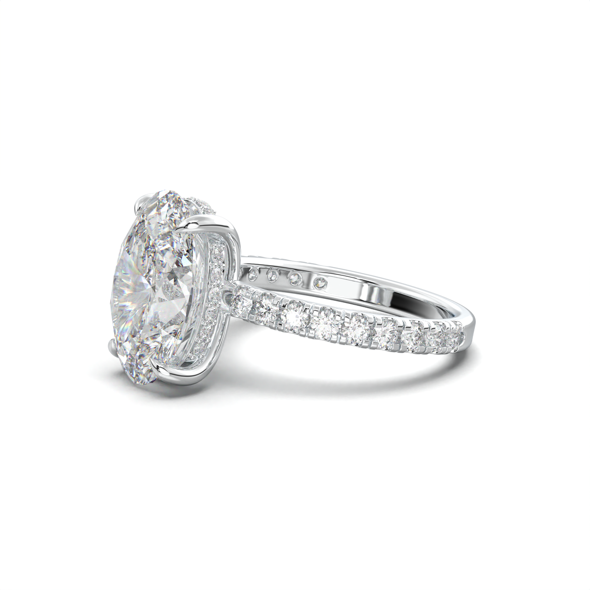 Oval Pavé Hidden Halo Engagement Ring