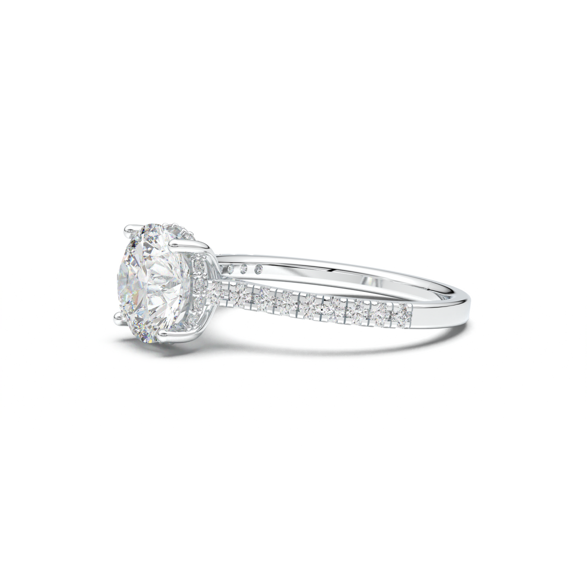 Round Pavé Engagement Ring