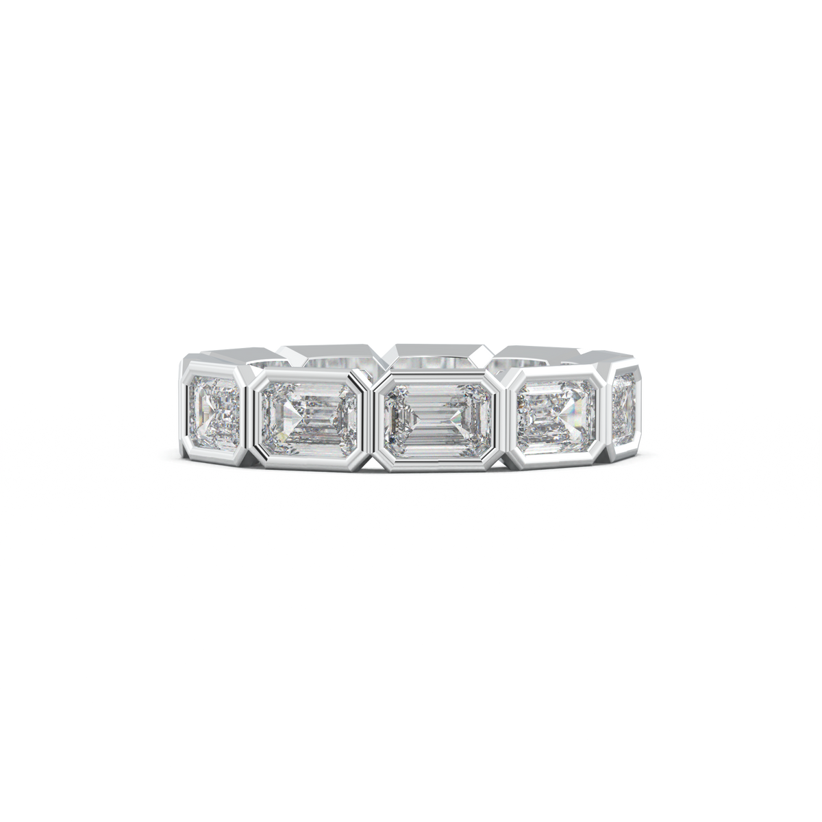 Emerald-Cut Bezel-Style Eternity Wedding Band