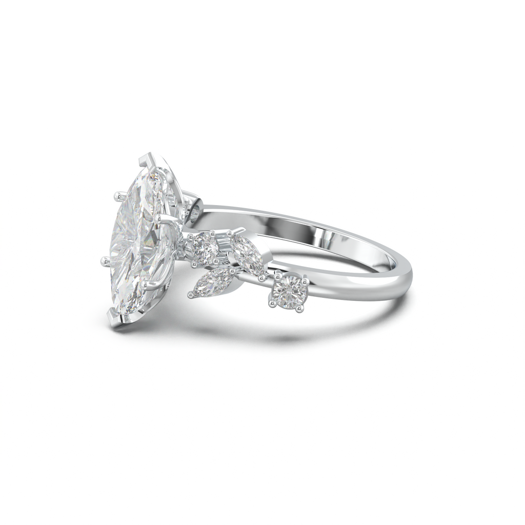 Marquise Mixed Side-Stone Engagement Ring