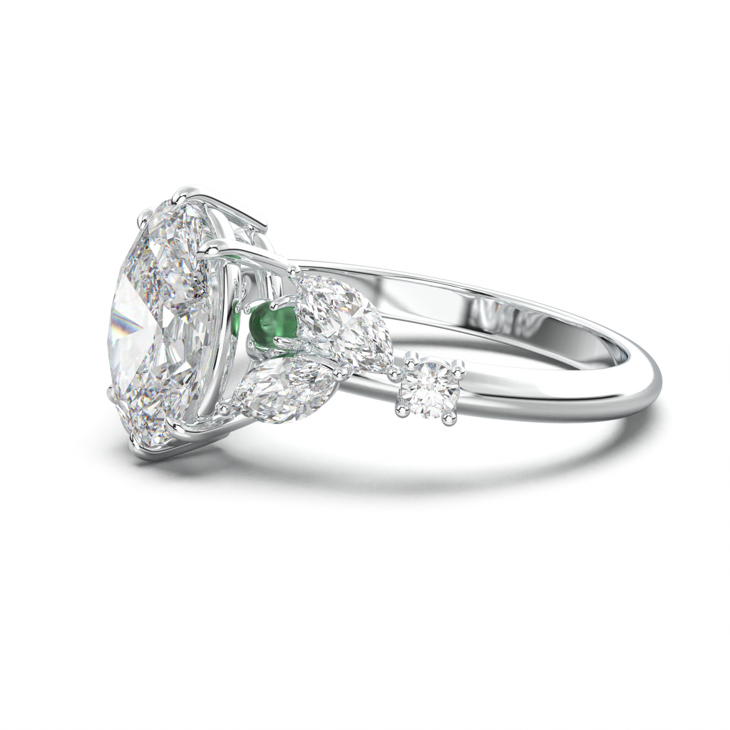 Oval Marquise-Accent Engagement Ring