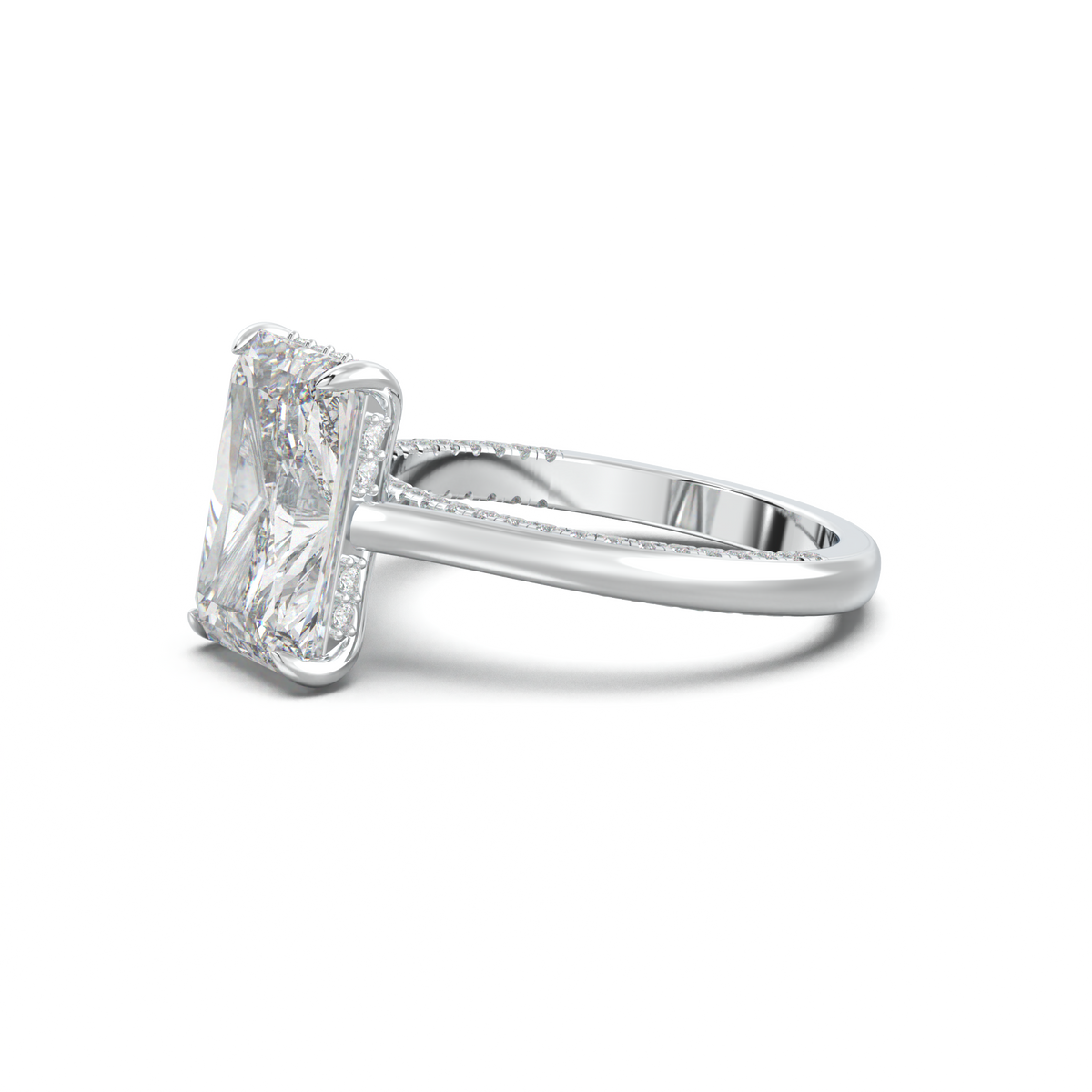Radiant Pavé Hidden Halo Engagement Ring