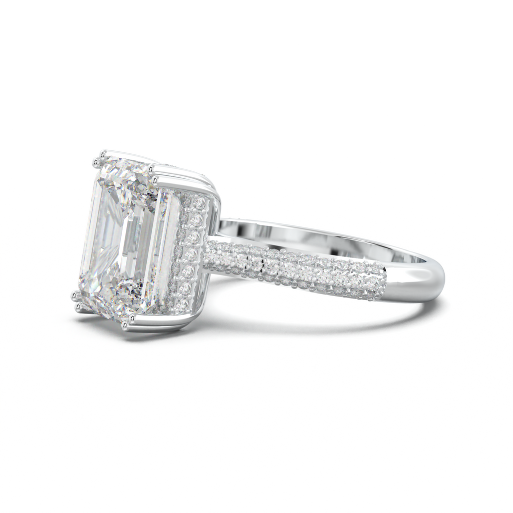 Emerald Double Pavé Engagement Ring