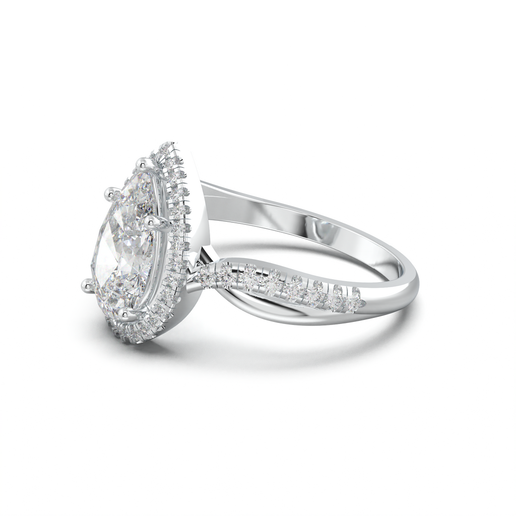 Pear Halo Twisted Pavé Engagement Ring