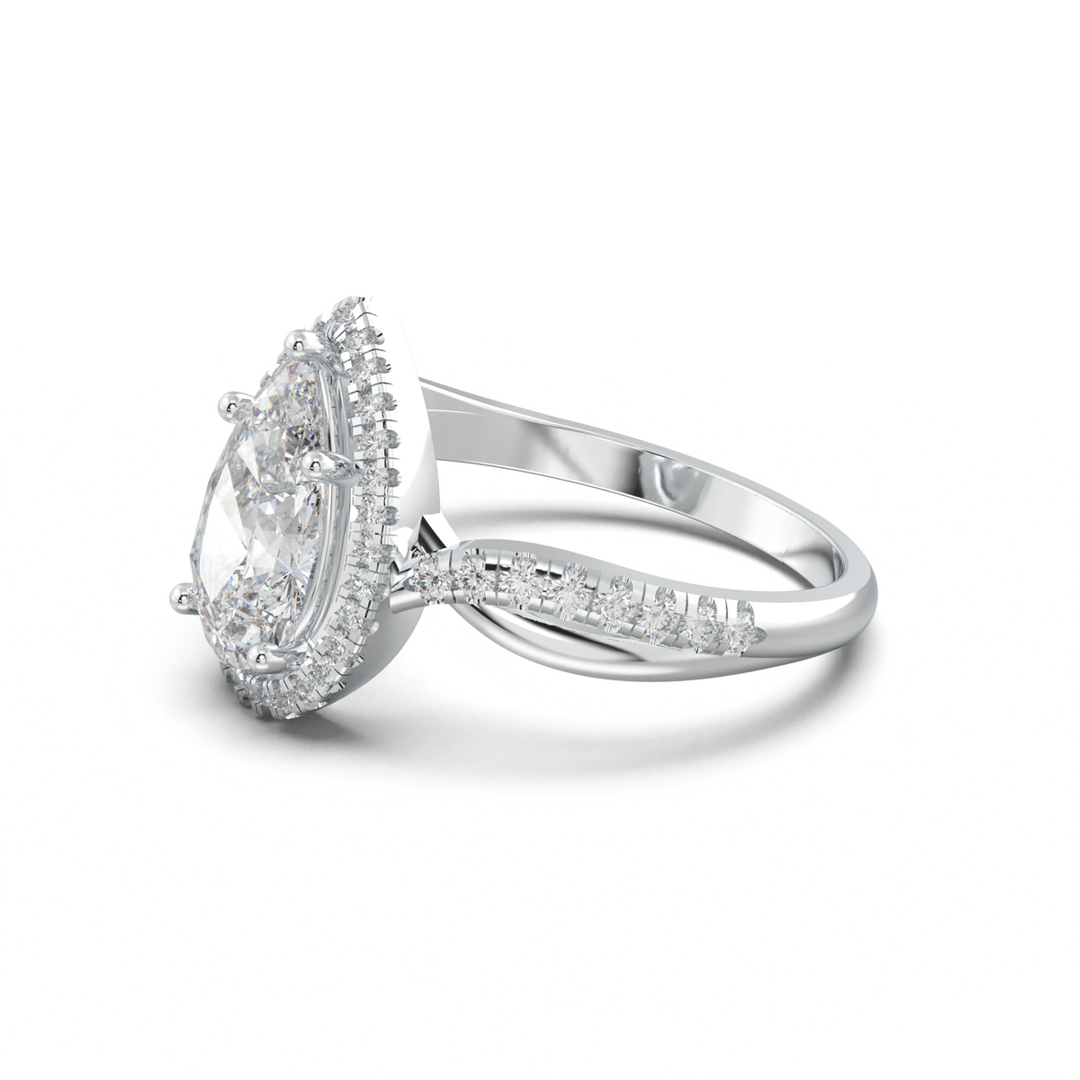 Pear Halo Twisted Pavé Engagement Ring