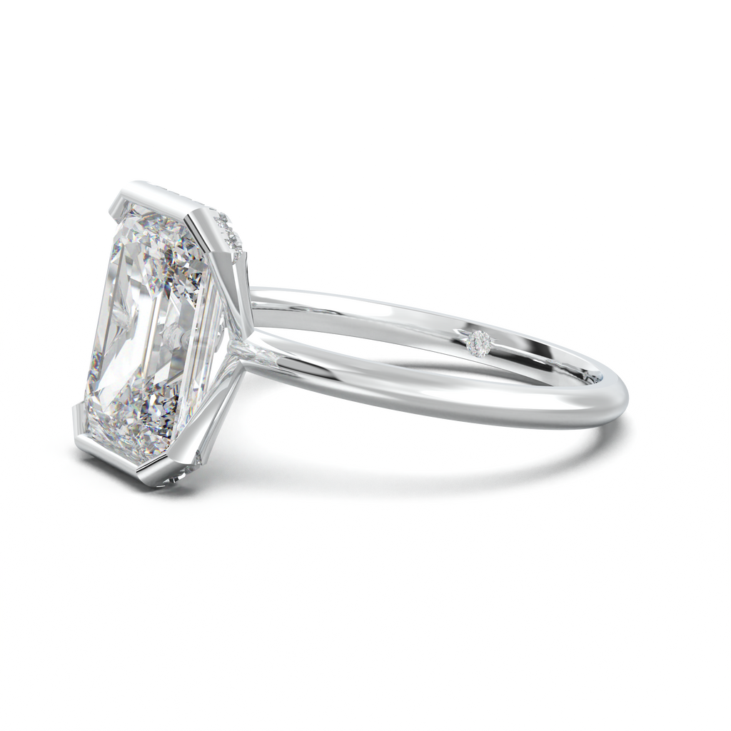 Emerald Hidden Halo Engagement Ring