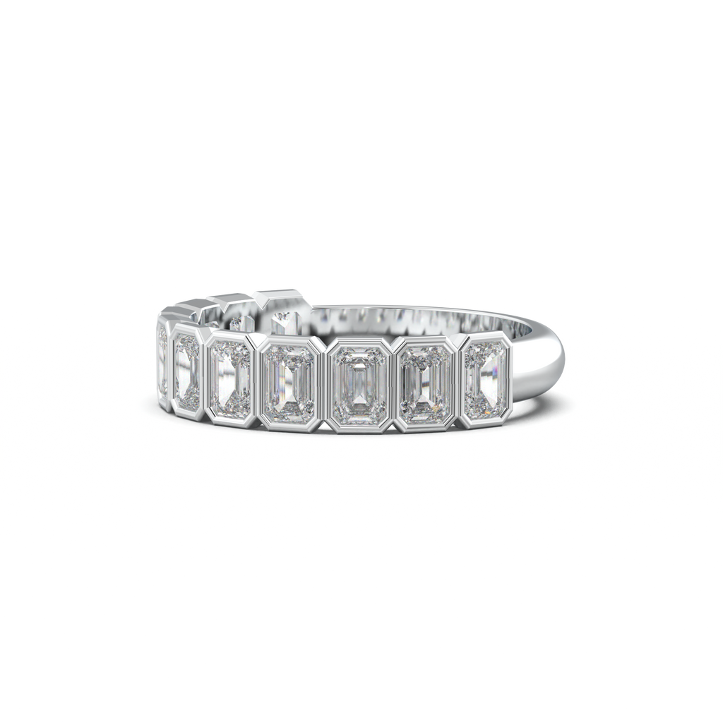 Emerald Bezel Half-Eternity Wedding Band