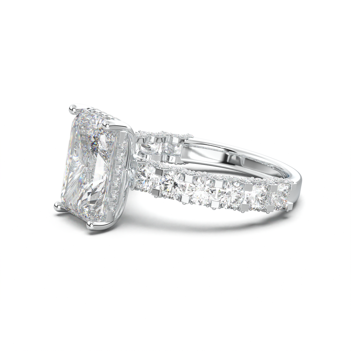 Radiant Diamond Band Engagement Ring