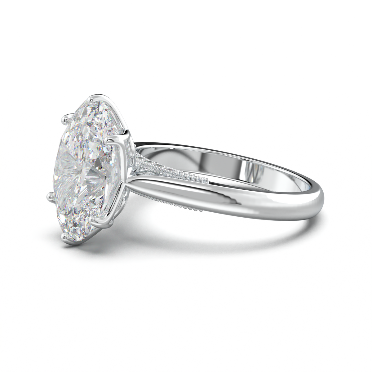 Oval Tulip Setting Hidden bridge Halo Engagement Ring