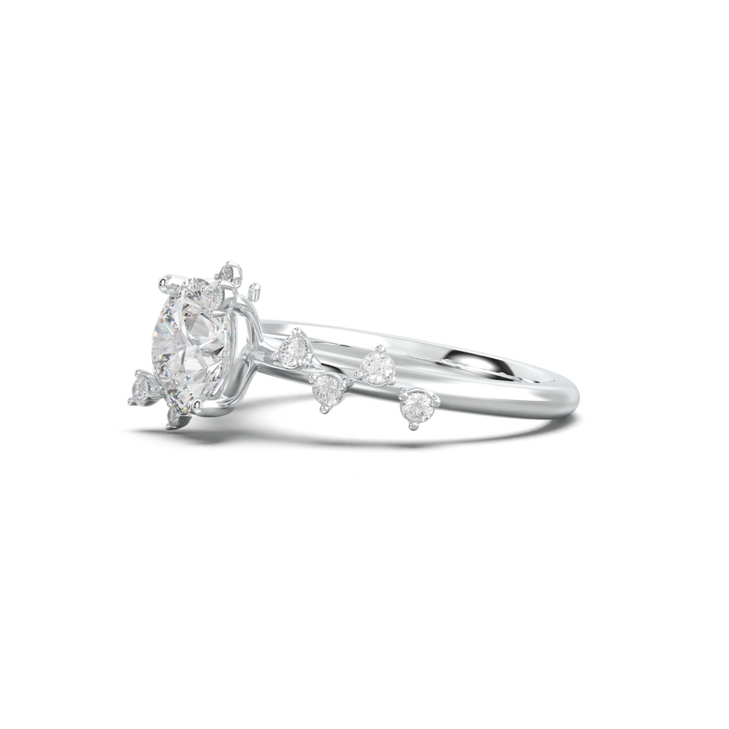 Round Botanical Accent Engagement Ring