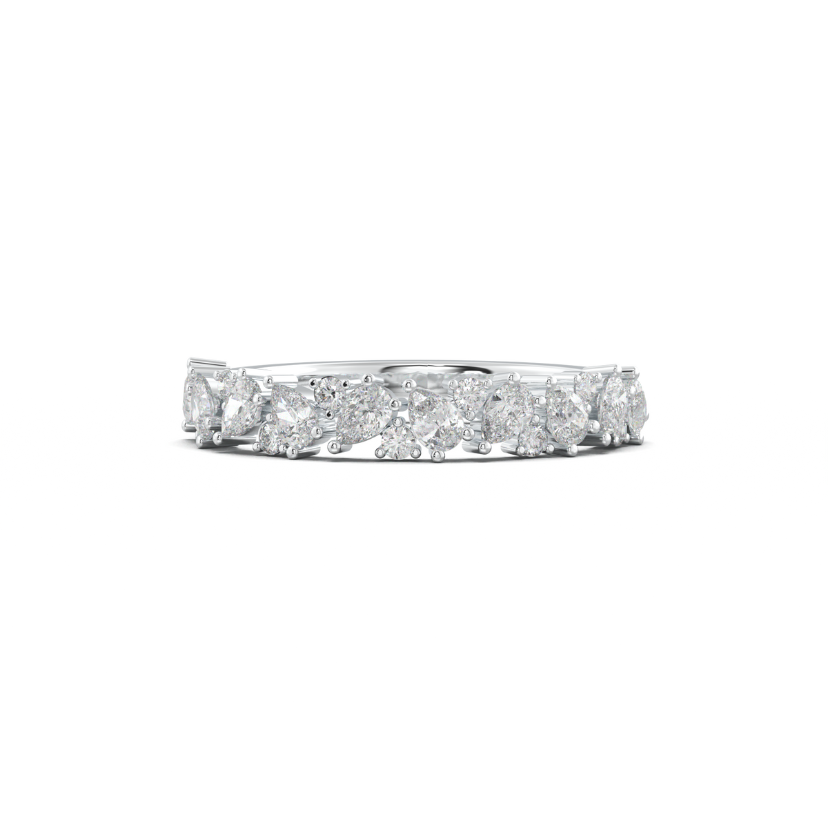 Alternating Pear & Round Half-Eternity Wedding Band