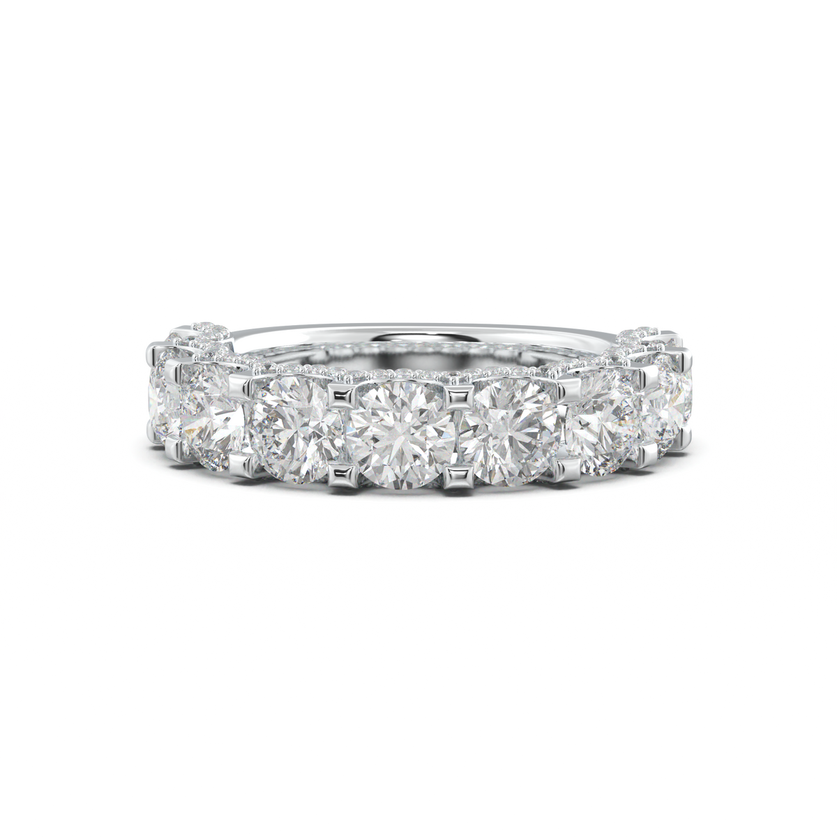 Round Diamond Pavé-Edge Wedding Band