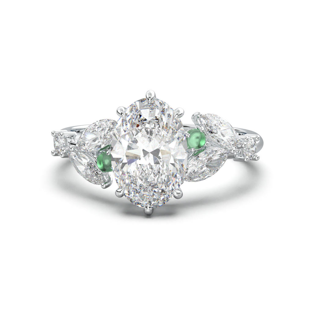 Oval Marquise-Accent Engagement Ring