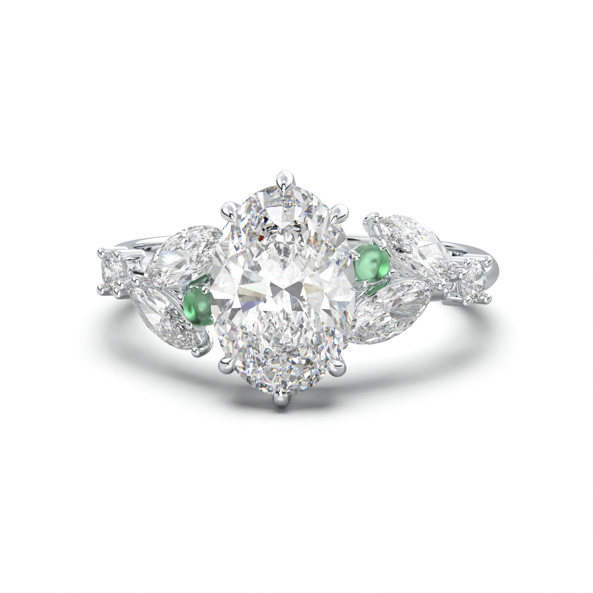 Oval Marquise-Accent Engagement Ring