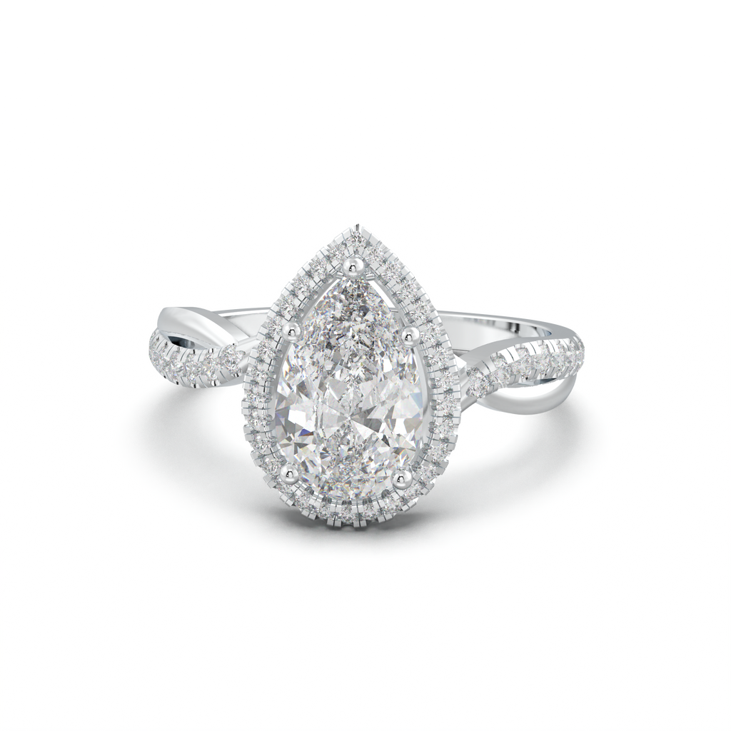 Pear Halo Twisted Pavé Engagement Ring