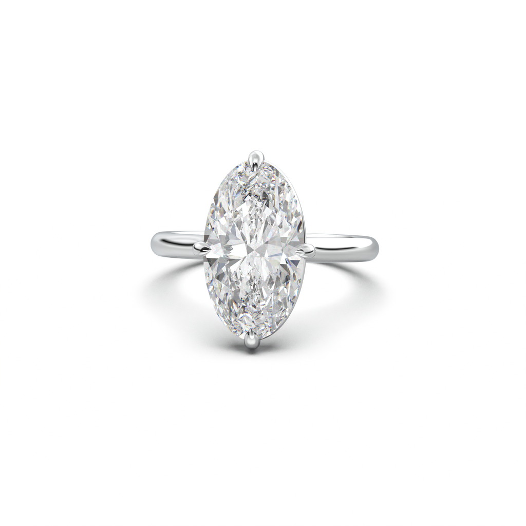 Elongated Moval Solitaire Engagement Ring