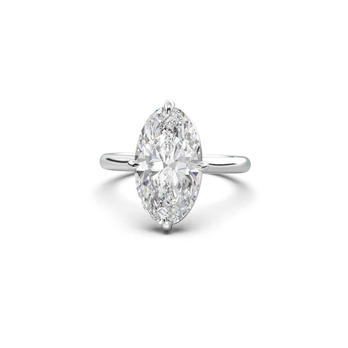 Elongated Moval Solitaire Engagement Ring