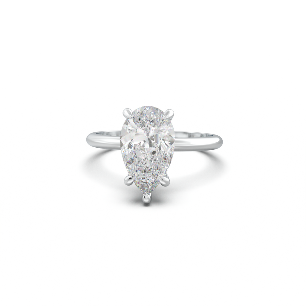 Pear Hidden Halo Engagement Ring
