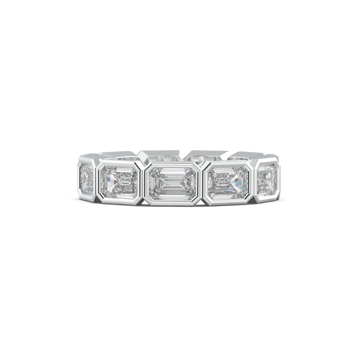 Emerald-Cut Bezel-Style Eternity Wedding Band