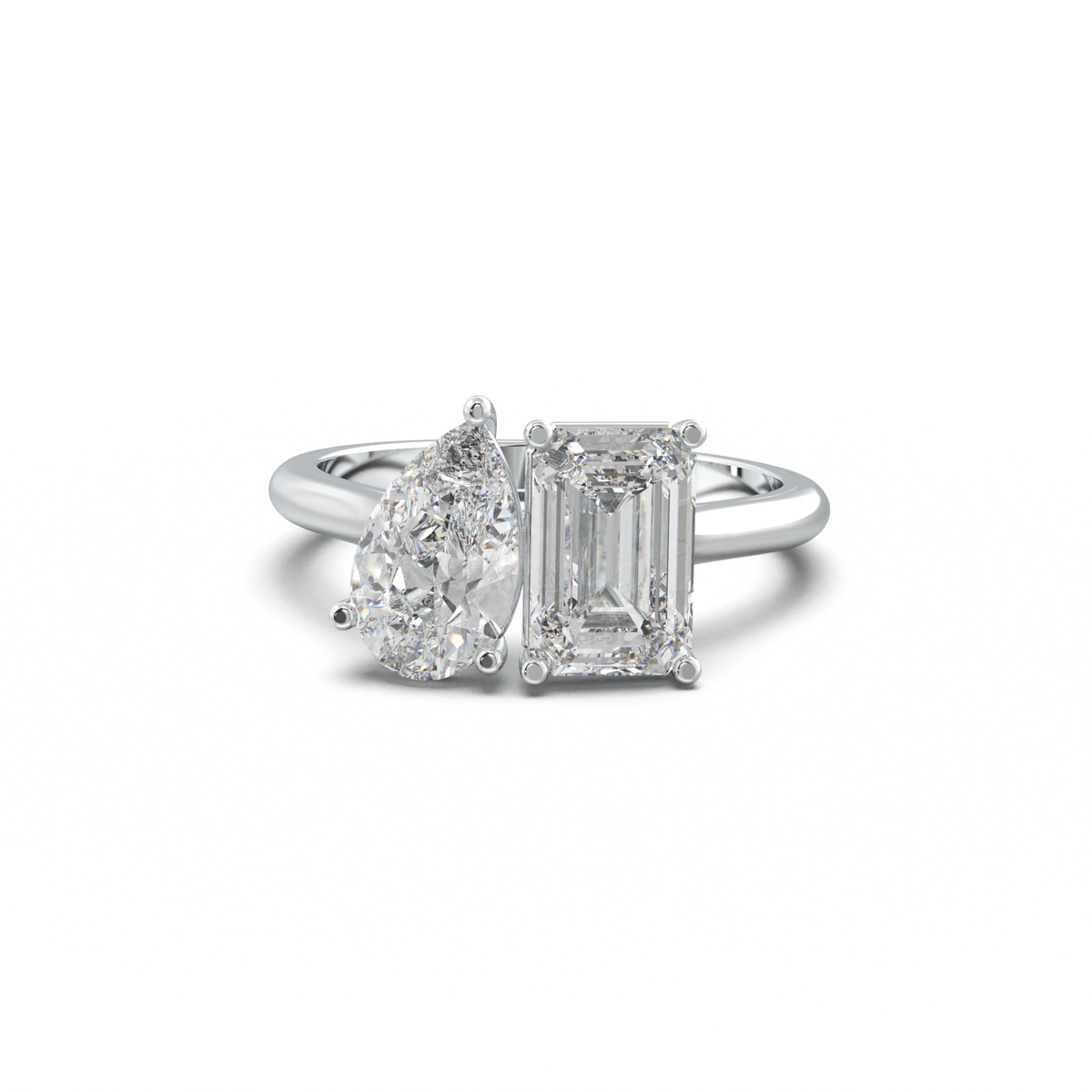 Pear & Emerald Toi et Moi Engagement Ring