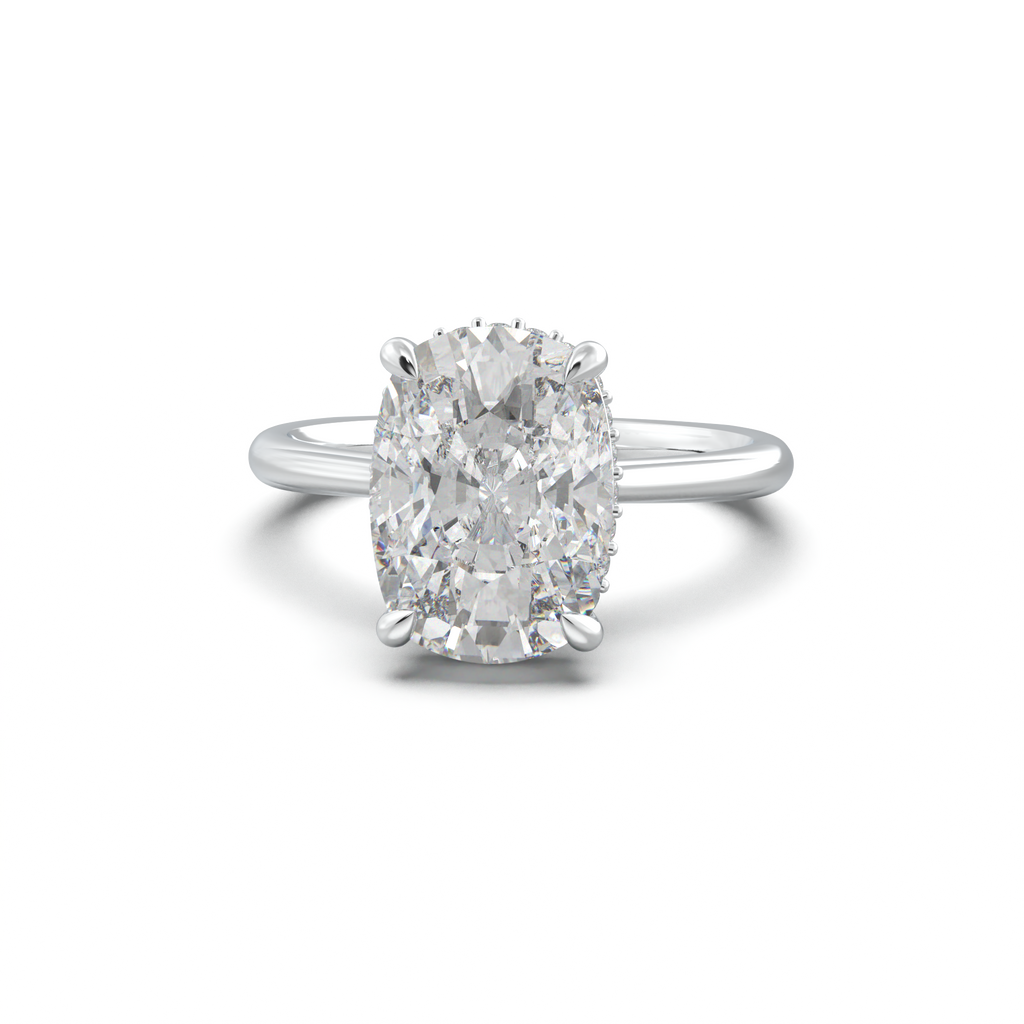 Cushion Hidden Halo Engagement Ring