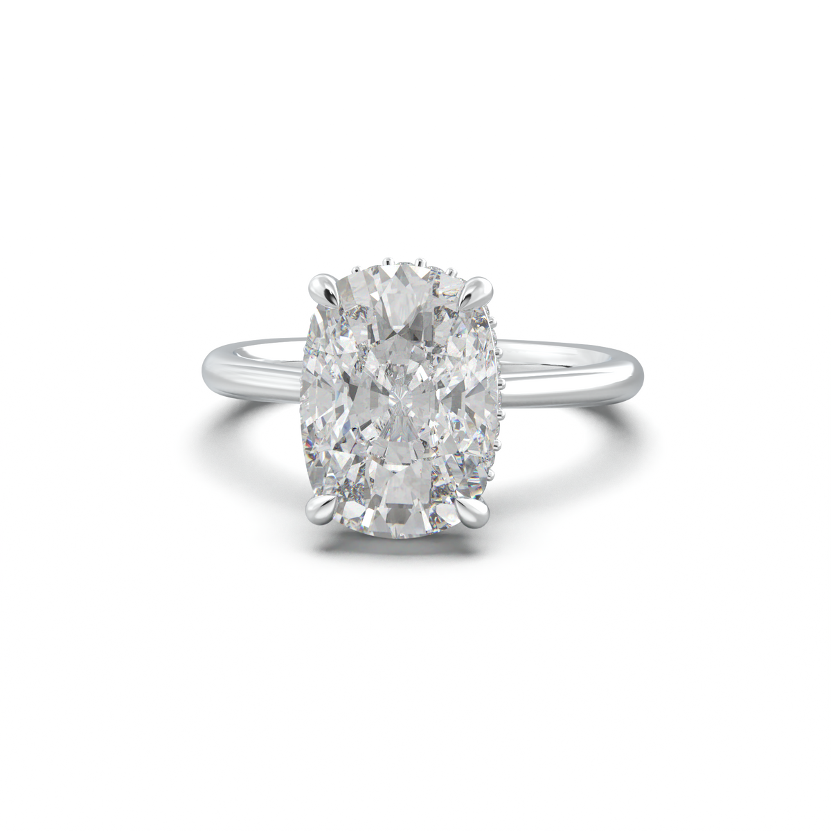 Cushion Hidden Halo Engagement Ring