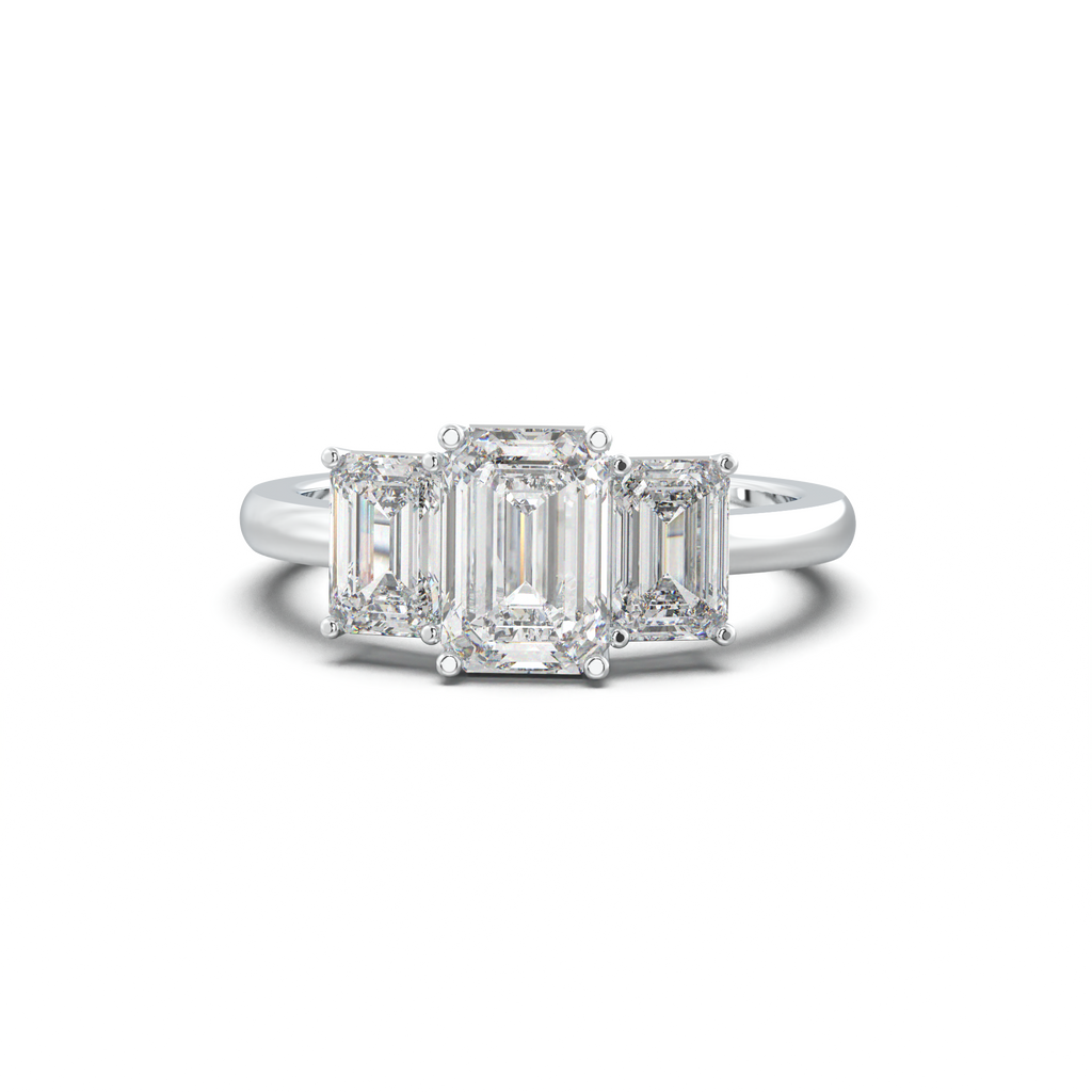 Emerald Three-Stone Engagement Ring