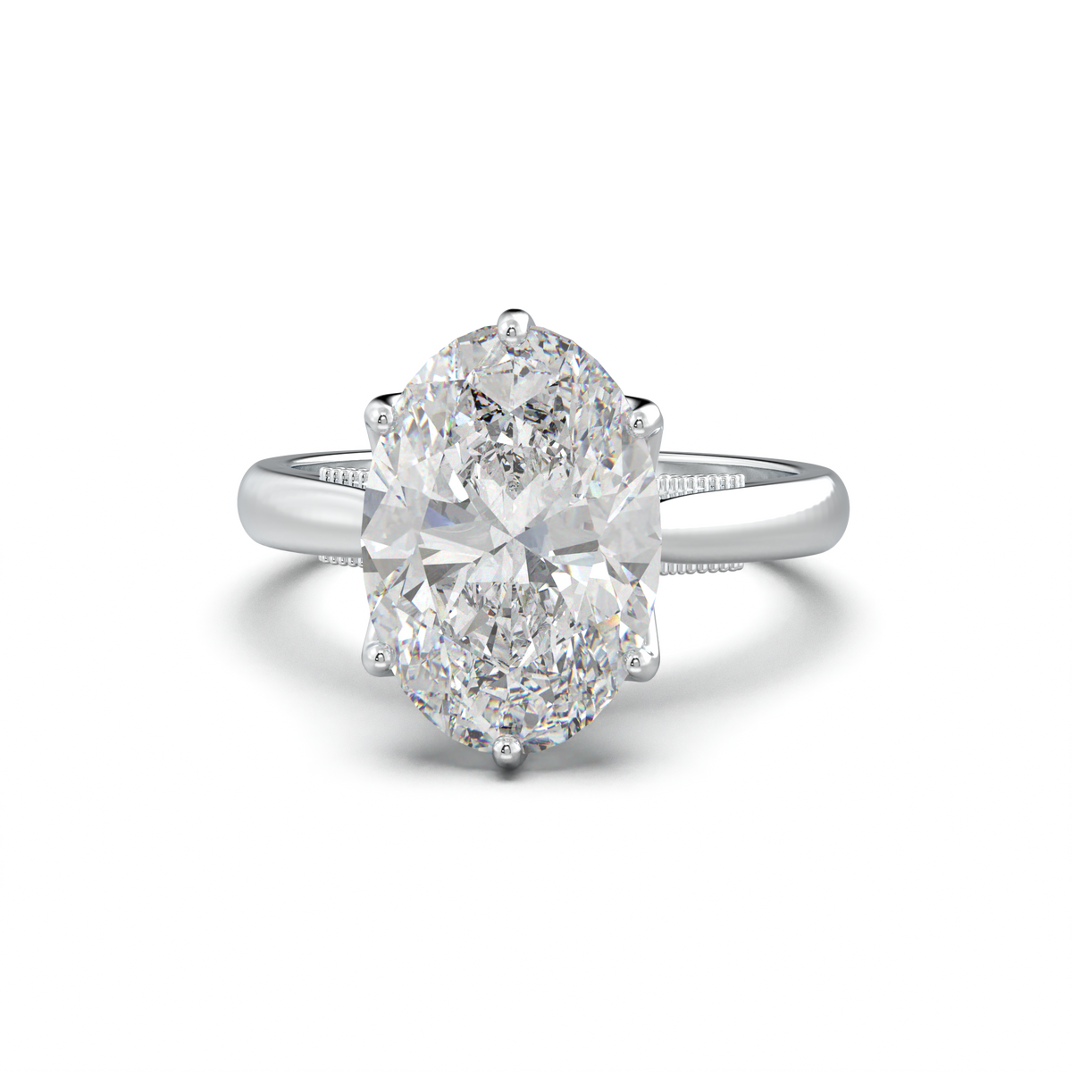 Oval Tulip Setting Hidden bridge Halo Engagement Ring