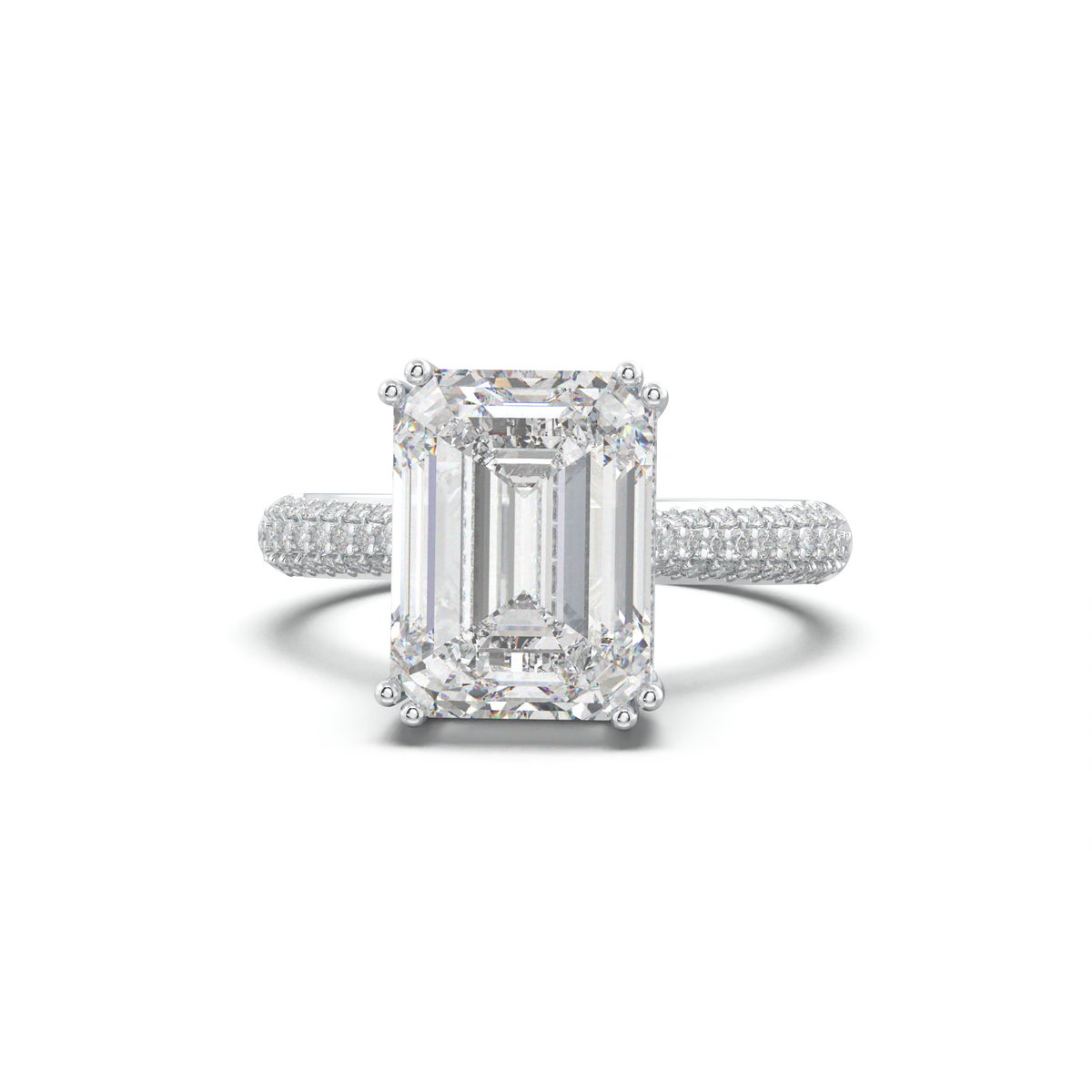 Emerald Double Pavé Engagement Ring
