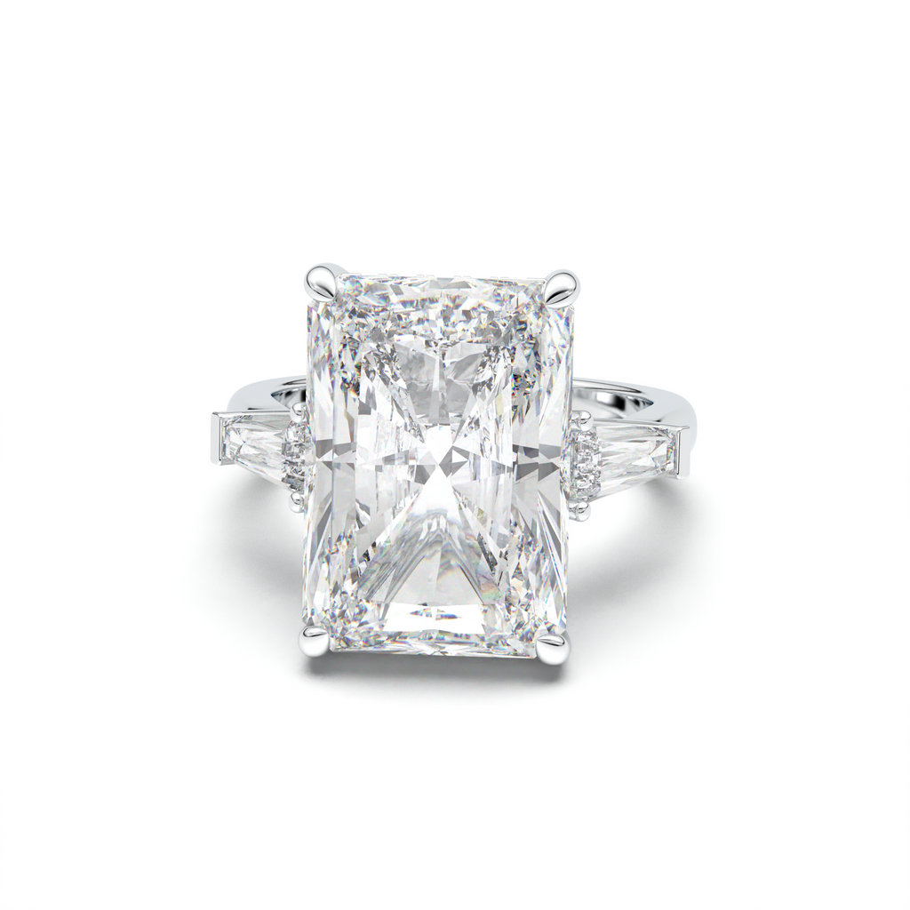 Radiant Baguette Hidden Halo Engagement Ring