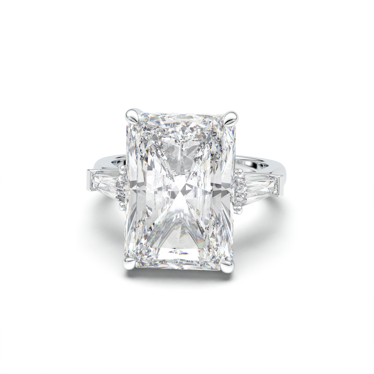 Radiant Baguette Hidden Halo Engagement Ring
