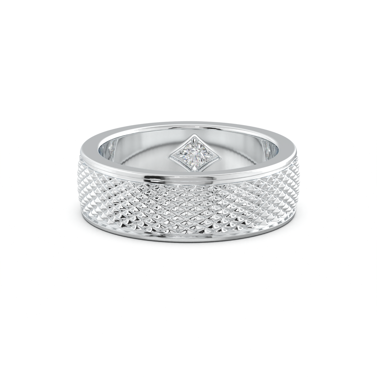 Diamond-Cut Textured Men's Wedding Band
