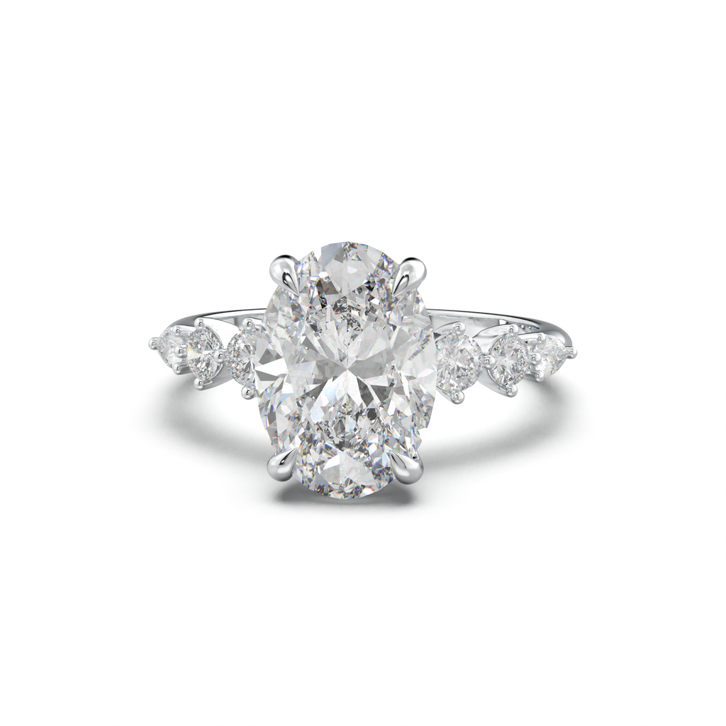 Oval Pear-Accent Engagement Ring