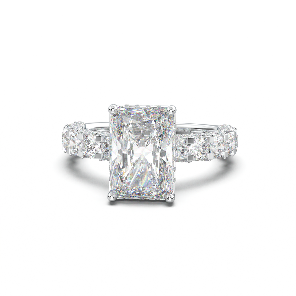 Radiant Diamond Band Engagement Ring